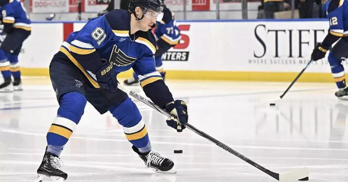 Dylan Holloway returns to Blues' lineup against Utah after taking puck to the neck