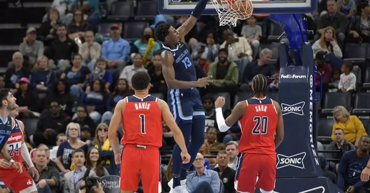 Jackson scores 39 points, Pippen has triple-double as Grizzlies beat Wizards 128-104