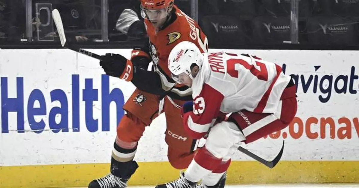 Cutter Gauthier puts Ducks ahead with his 1st NHL goal, and Anaheim rallies past the Red Wings 6-4