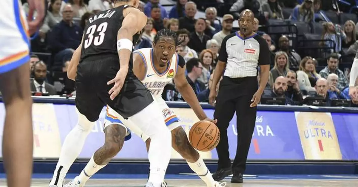 Williams scores 30, Hartenstein has double-double in season debut as Thunder beat Trail Blazers