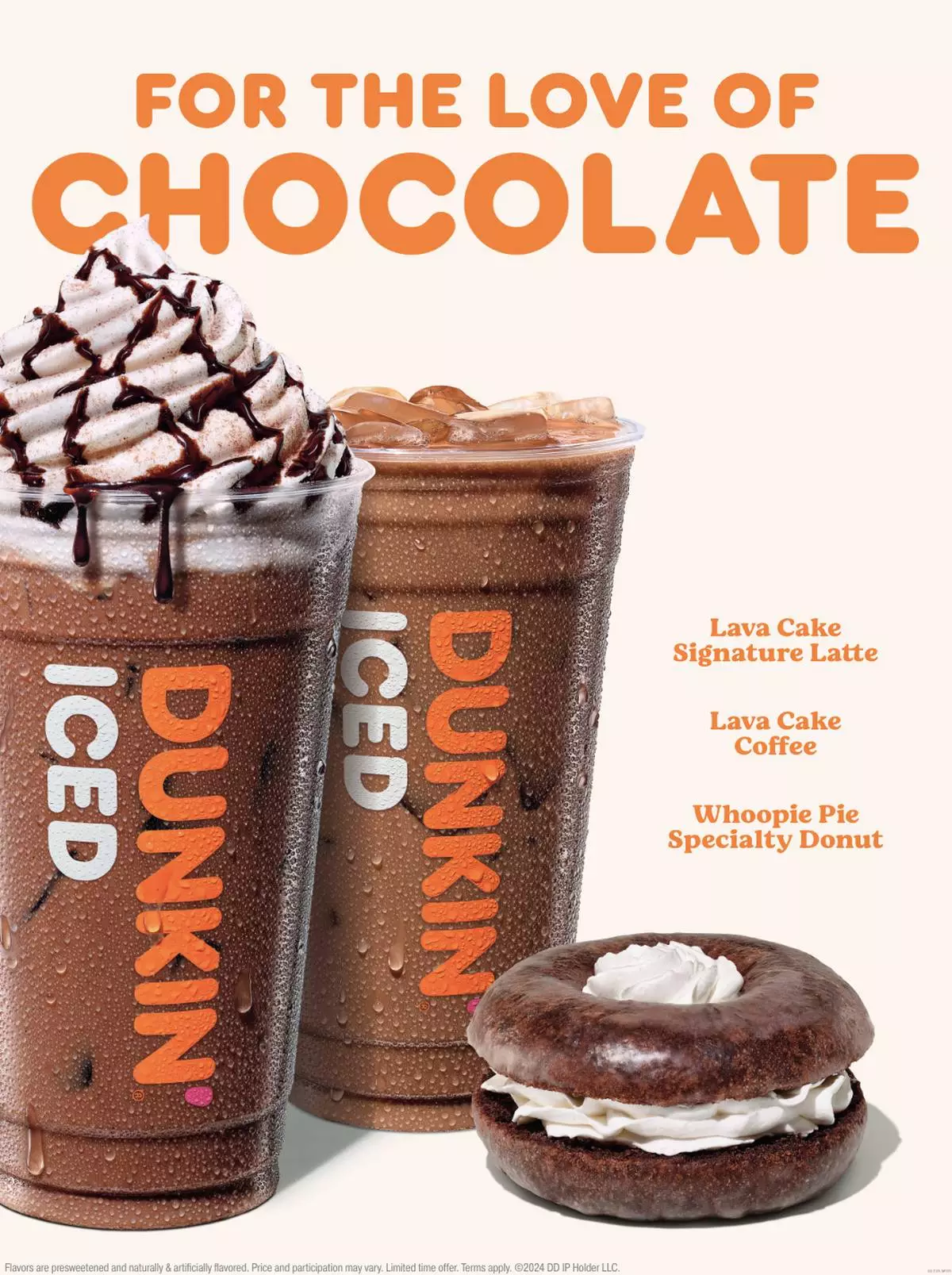 Dunkin’ also introduces chocolate-rich coffee and bakery items to its winter lineup, featuring the Lava Cake Signature Latte, Lava Cake Coffee, and Chocolate Whoopie Pie Specialty Donut. (Graphic: Business Wire)