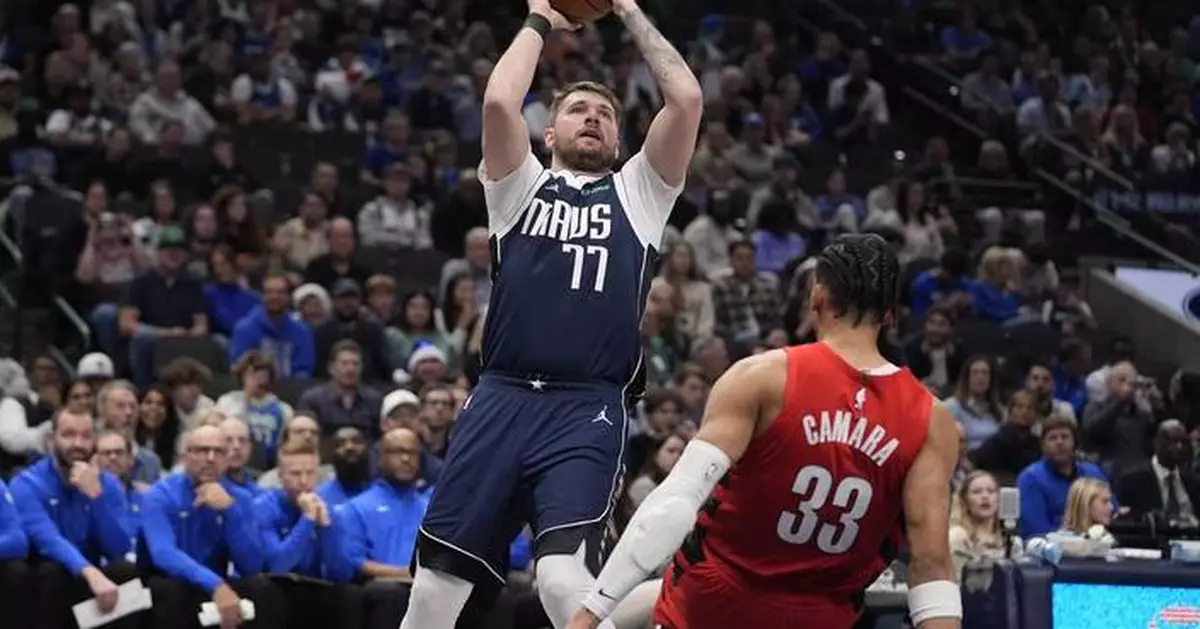 Doncic scores 27 points in return from two-game absence as Mavericks beat Trail Blazers 132-108