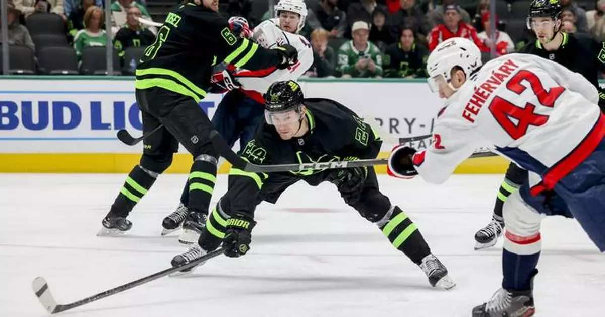 Roope Hintz scores 2, Jake Oettinger has 25 saves as Stars beat surging Capitals 3-1