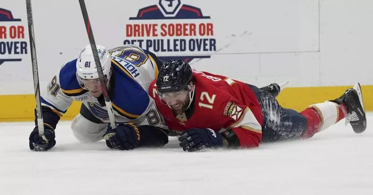 Barkov scores power-play goal late in OT, Panthers beat Blues 2-1