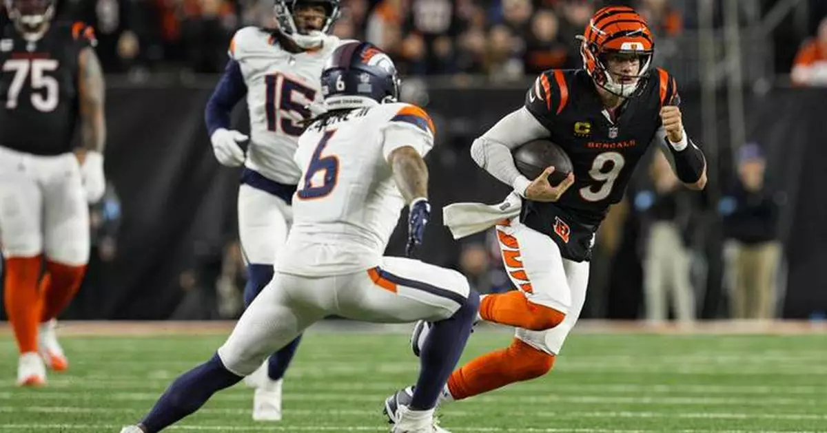 Burrow throws 3-yard TD pass to Higgins in OT as the Bengals beat the Broncos 30-24