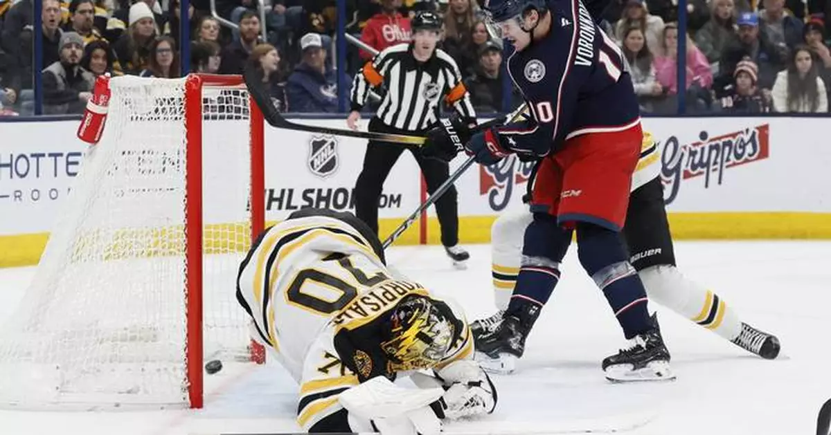 Sean Monahan, Dmitri Voronkov each score twice to lead the Blue Jackets past the Bruins 6-2