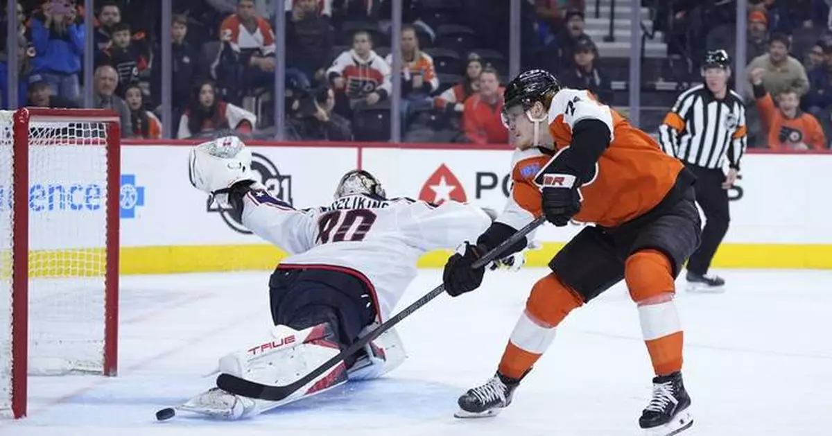 Tippett's OT goal and 4-point game powers the Flyers to a 5-4 comeback win over the Blue Jackets