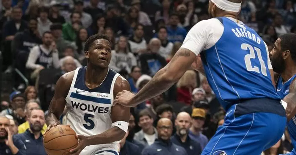 Edwards scores 26, Wolves hold on to beat Mavs 105-99 after Doncic injury