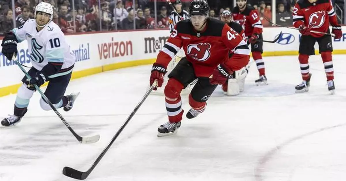 Meier scores tiebreaking goal early in 3rd period as Devils beat Kraken 3-2