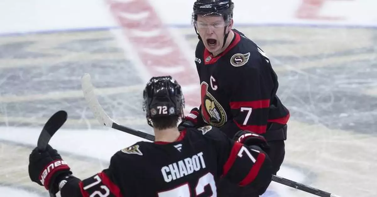 Brady Tkachuk scores in OT to lift Senators to 3-2 win over Penguins