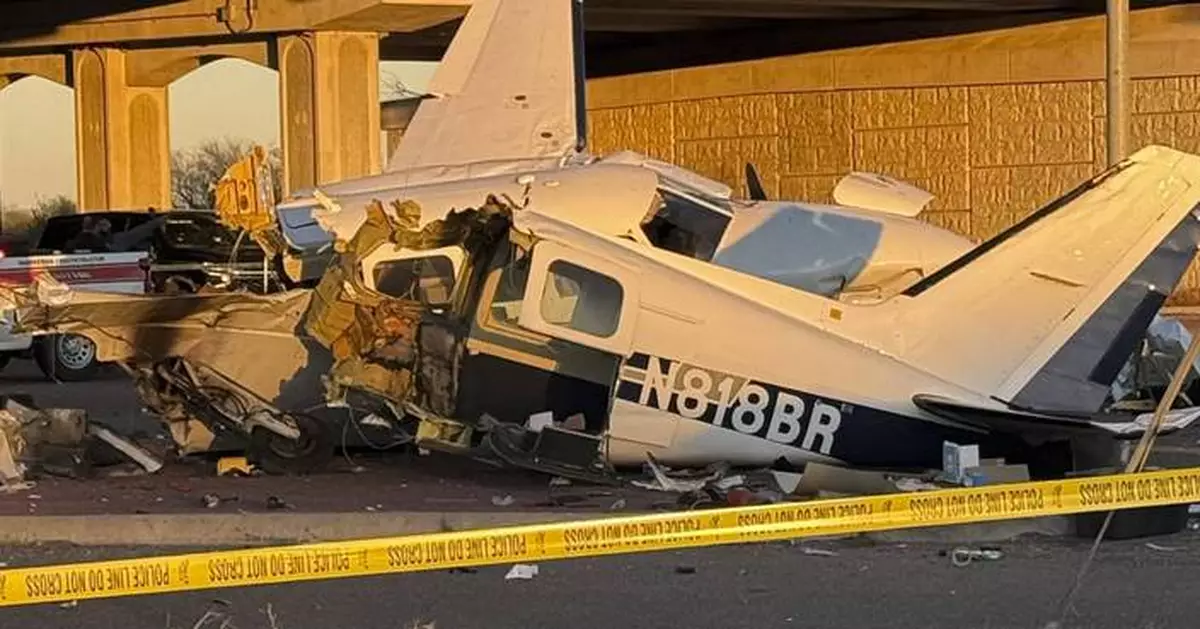 Propeller plane crashes onto a Texas highway, sending 4 people to hospitals