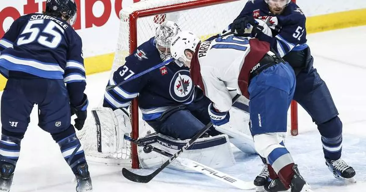 Hellebuyck gets 6th shutout of the season as Jets beat Avalanche 3-0
