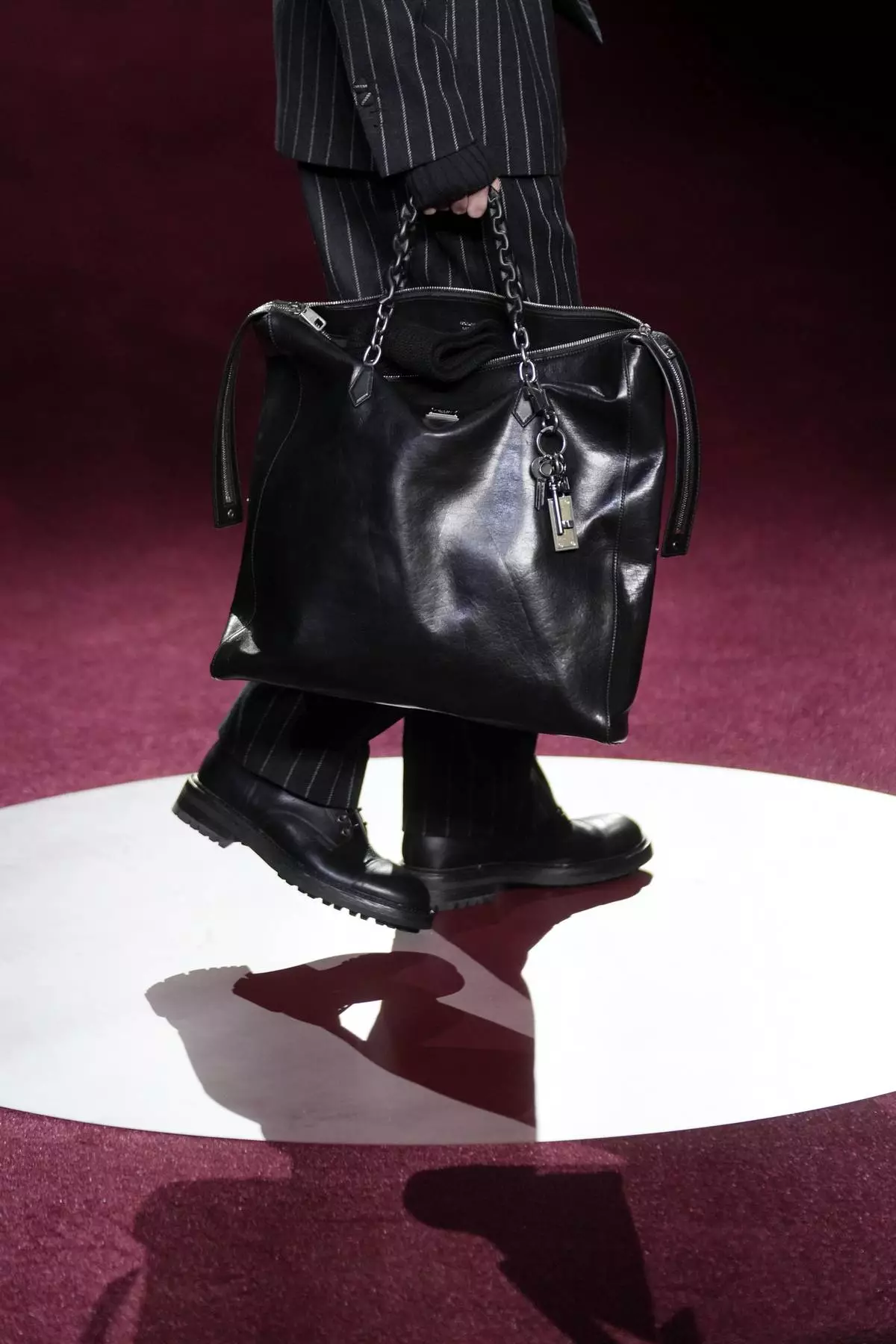 A model wears a creation part of the men's Dolce &amp; Gabbana Fall-Winter 2025-2026 collection, that was presented in Milan, Italy, Saturday, Jan. 18, 2025. (AP Photo/Luca Bruno)