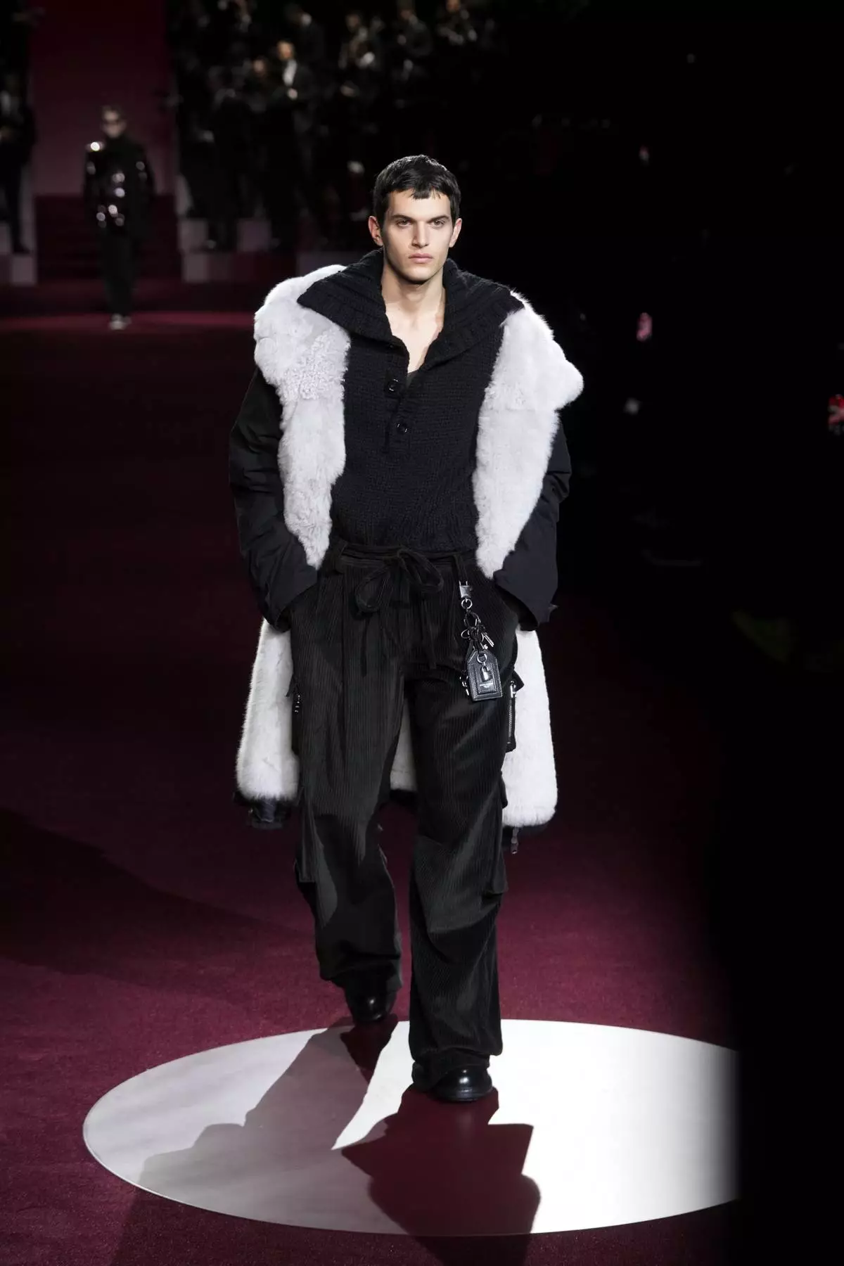 A model wears a creation part of the men's Dolce &amp; Gabbana Fall-Winter 2025-2026 collection, that was presented in Milan, Italy, Saturday, Jan. 18, 2025. (AP Photo/Luca Bruno)
