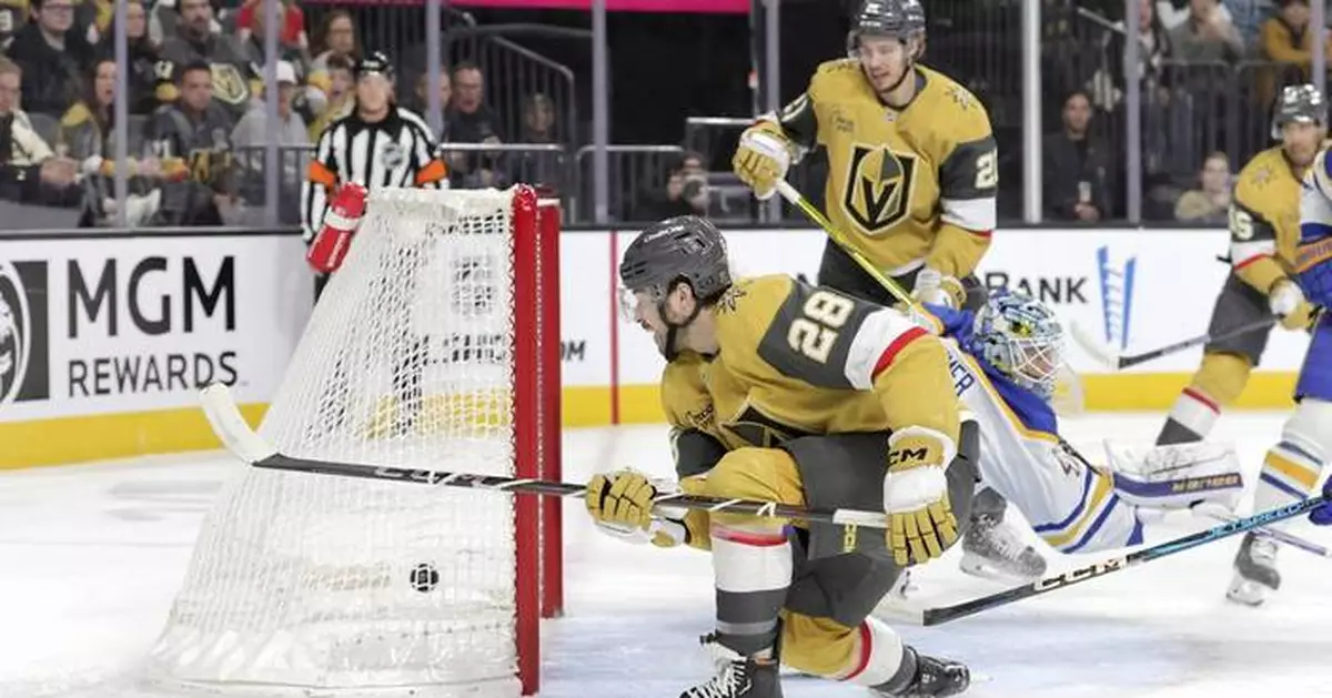 Laczynski gets 1st goal of season, Hill has 23 saves as Golden Knights beat Sabres 3-1