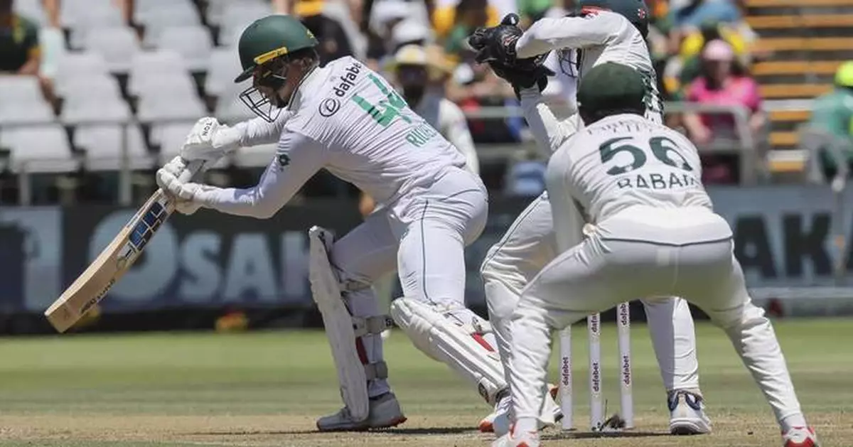 Pakistan limps to 64-3 after Rickelton's double century leads South Africa to 615