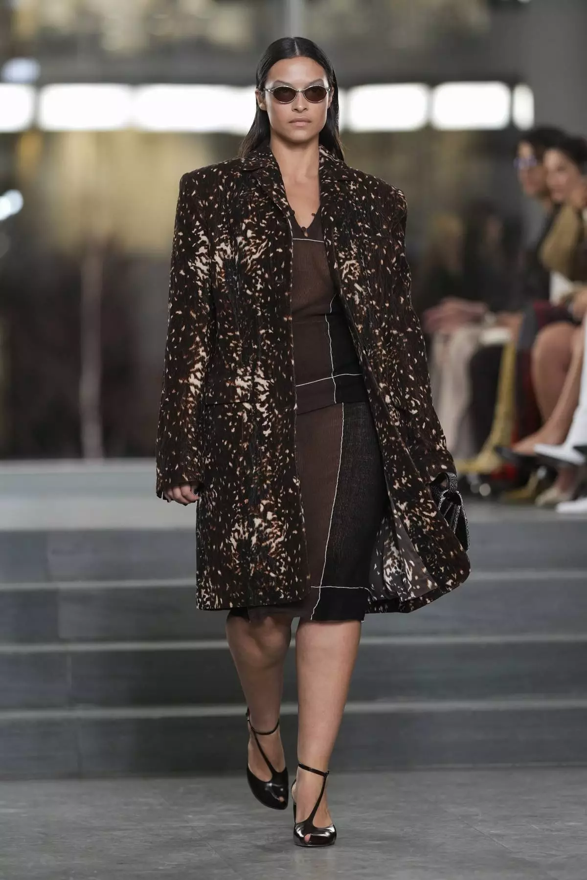 A model walks the runway during the Tory Burch Fall/Winter 2025 fashion show as part of New York Fashion Week on Monday, Feb. 10, 2025, at the Museum of Modern Art in New York. (Photo by Charles Sykes/Invision/AP)