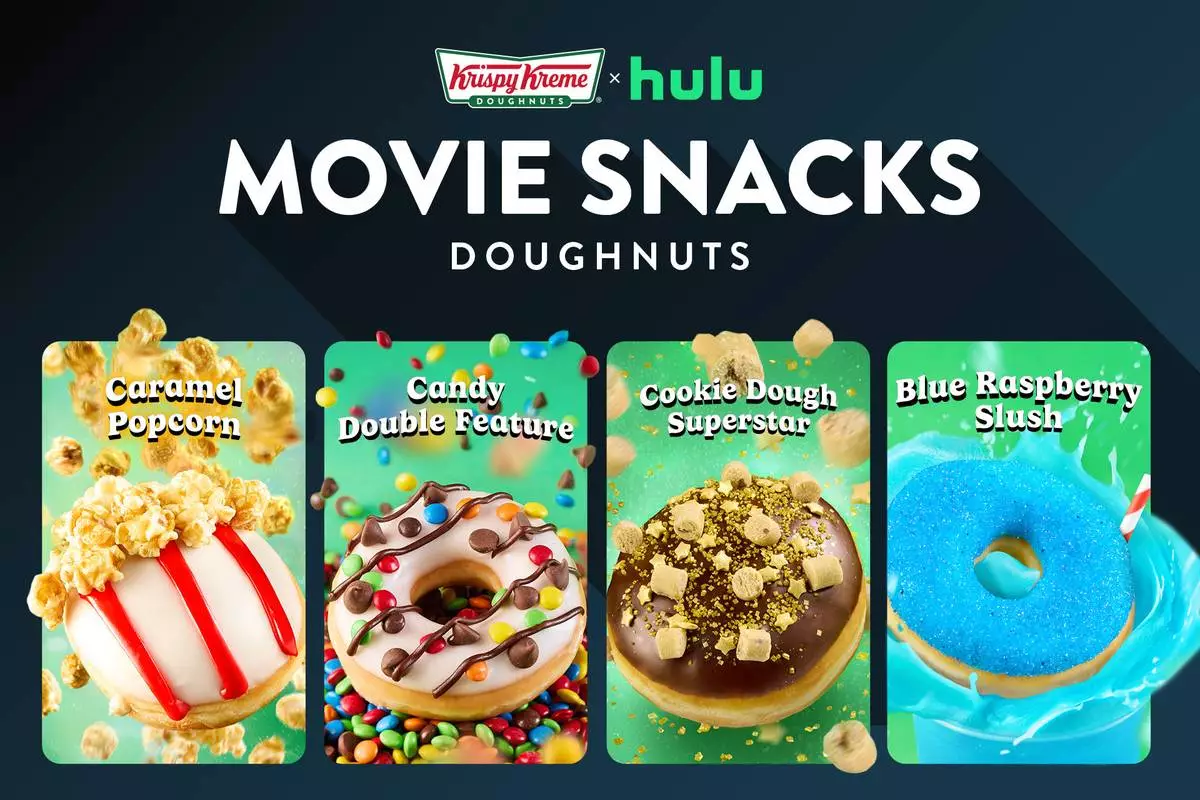 Krispy Kreme x Hulu: Movie Snacks Doughnuts bring home cinema snack bar favorites, including popcorn and slushies (Photo: Business Wire)