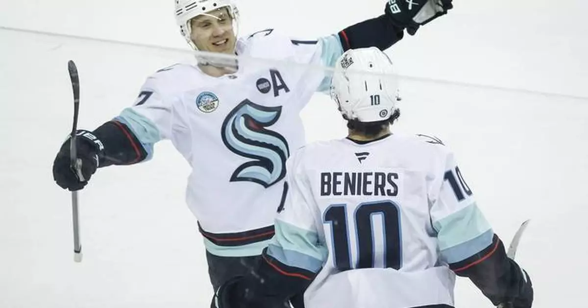 Beniers scores on overtime power play to cap Kraken's rally in 3-2 victory over Flames