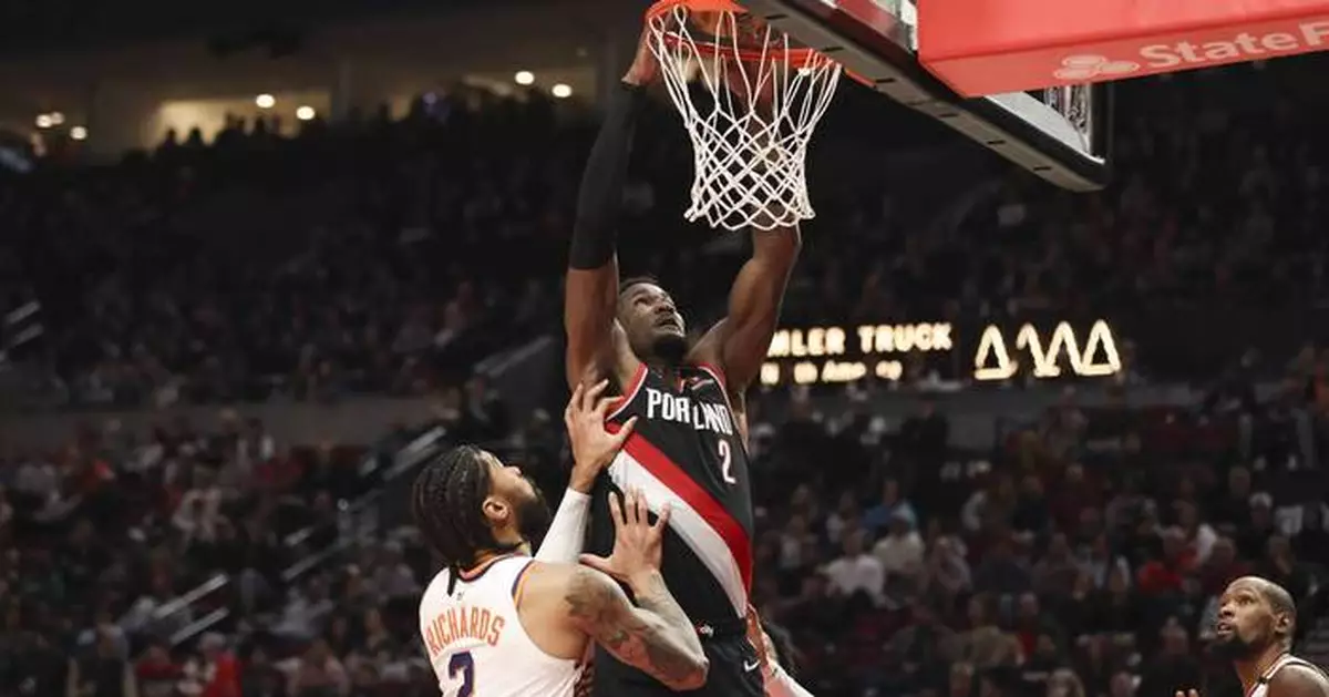 Deandre Ayton leads Trail Blazers to 127-108 victory over Suns in opener of 2-game set