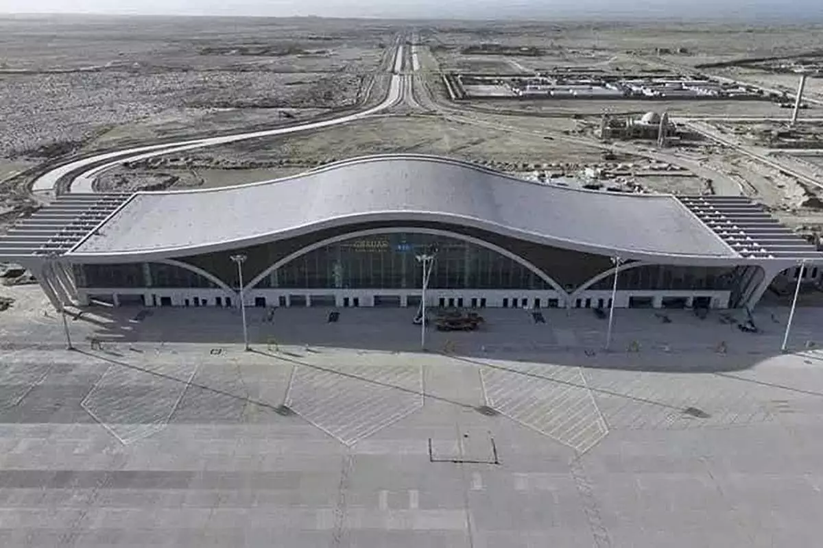 This Nov. 11, 2024, photo provided by Pakistan Airports Authority on Thursday, Feb. 20, 2025, shows a view of the then-under construction new Gwadar airport, in Pakistan. (Pakistan Airports Authority via AP)