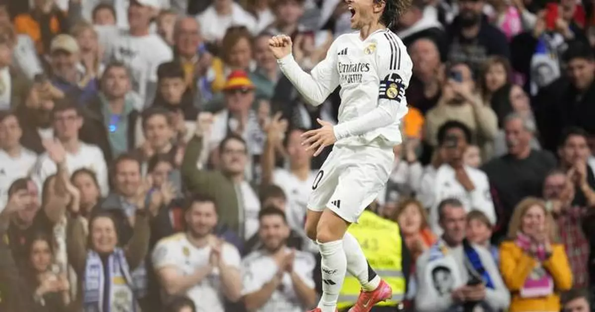 Modric goal helps Real Madrid move level on points with Barcelona at the top of Spanish league
