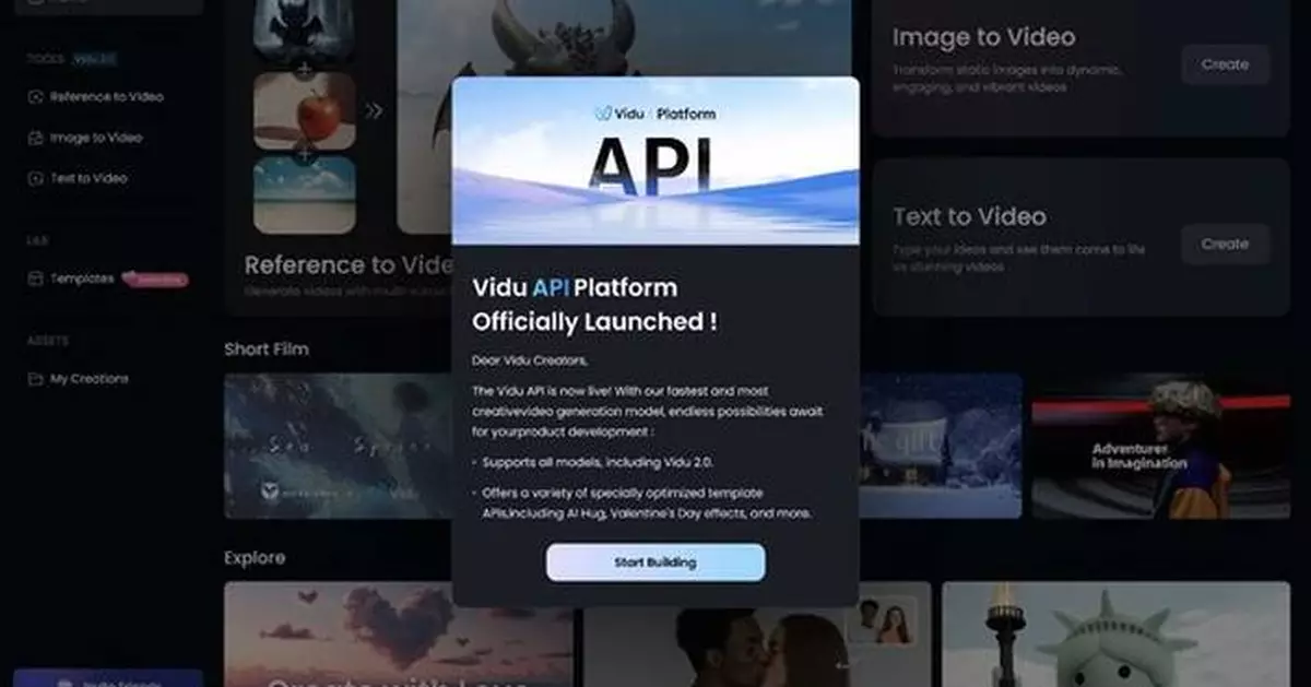 ShengShu Technology Lays Foundation for Scalable AI Video Generation with Launch of Vidu API Offering Instant Access and Industry-leading Speed for Enterprises &amp; Developers
