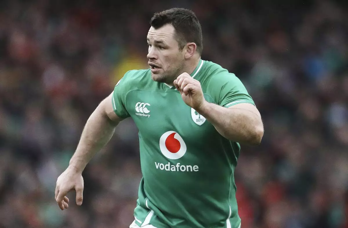 FILE - Ireland's Cian Healy runs during the Six Nations rugby union international between Ireland and Wales at the Aviva Stadium, Dublin, Ireland, Saturday, Feb. 8, 2020. (AP Photo/Peter Morrison, File)