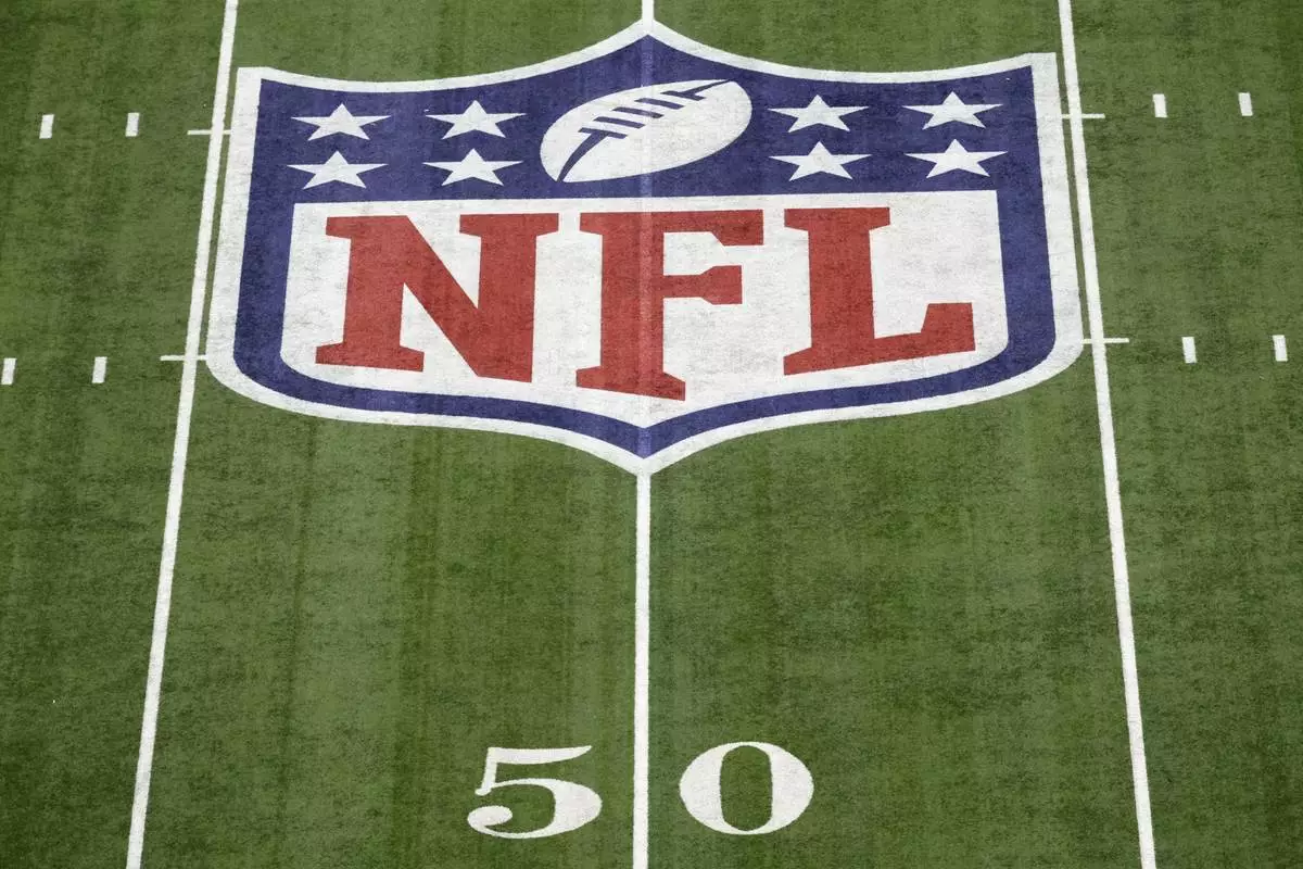 FILE -The NFL shield is seen during the NFL Super Bowl 59 football game Sunday, Feb. 9, 2025, in New Orleans. (AP Photo/Adam Hunger, File)
