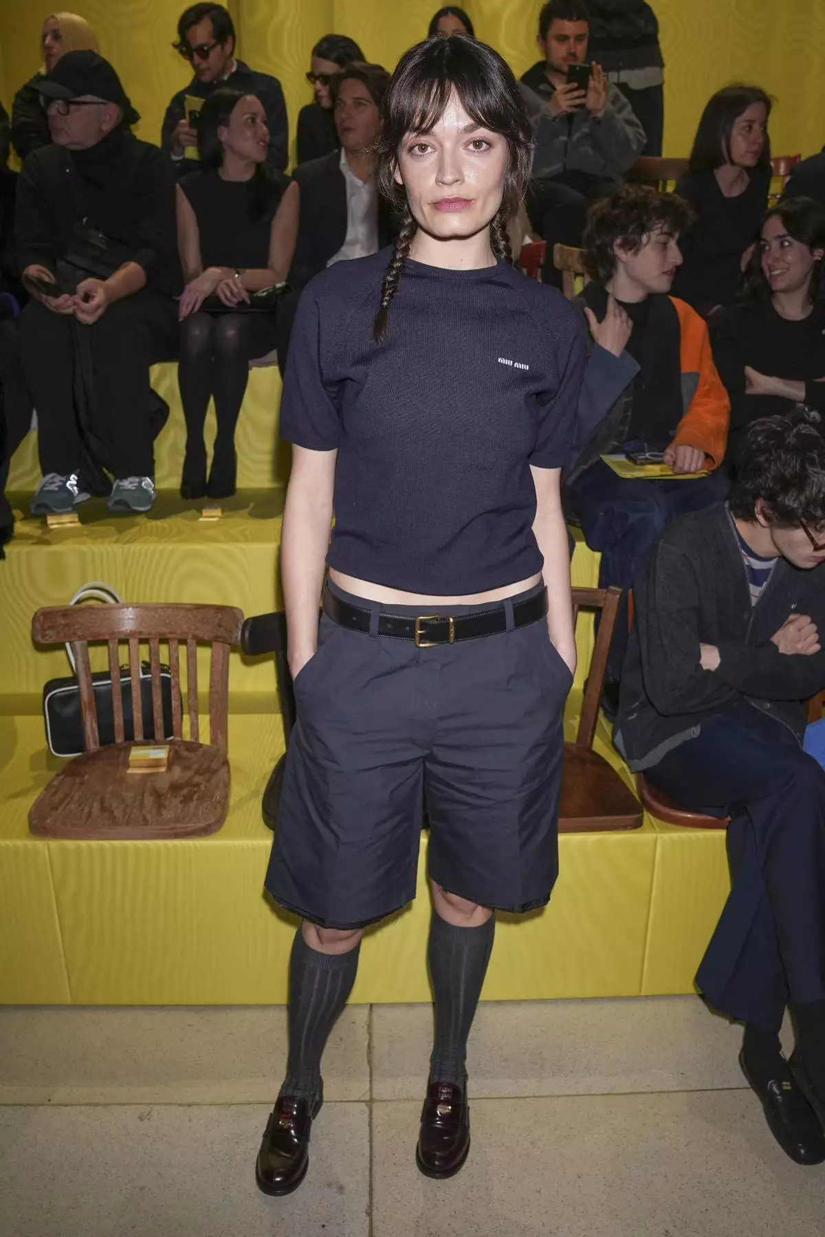 Emma Mackey attends the Miu Miu Fall/Winter 2025-2026 Womenswear collection presented Tuesday, March 11, 2025. in Paris. (Photo by Scott A Garfitt/Invision/AP)