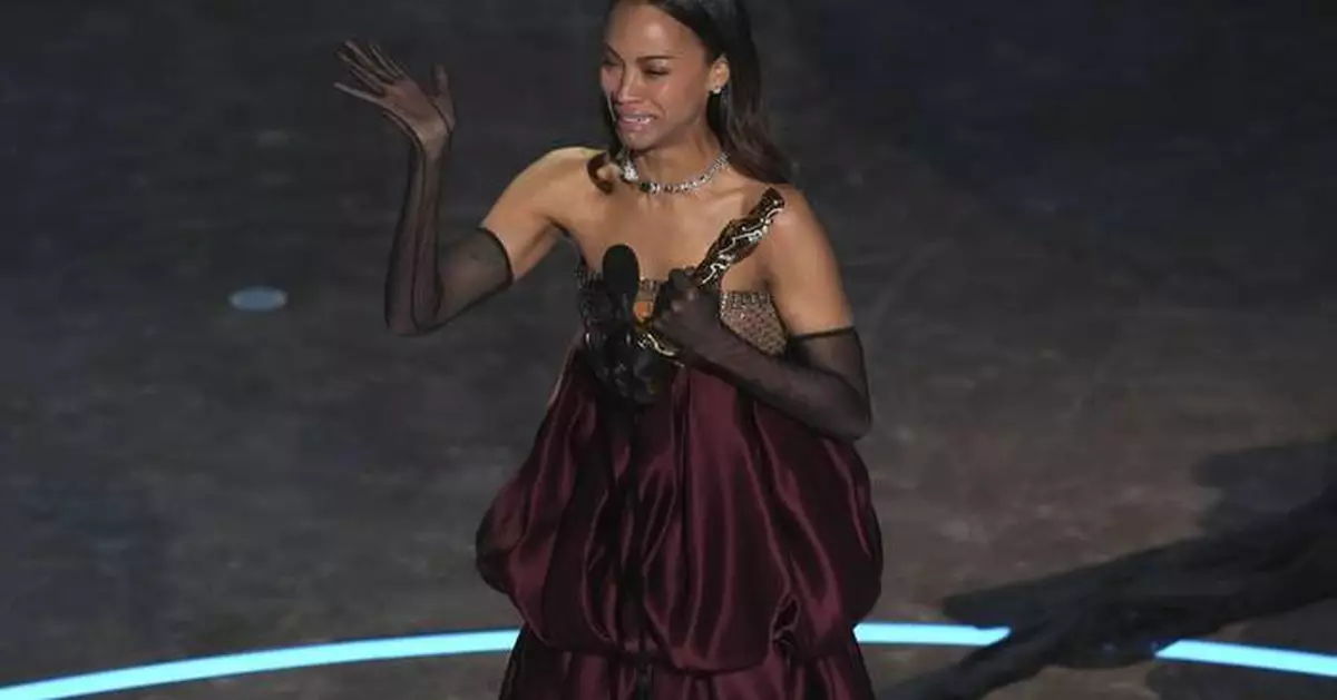 Zoe Saldaña wins first Oscar, sweeping awards season as best supporting actress in ‘Emilia Pérez’