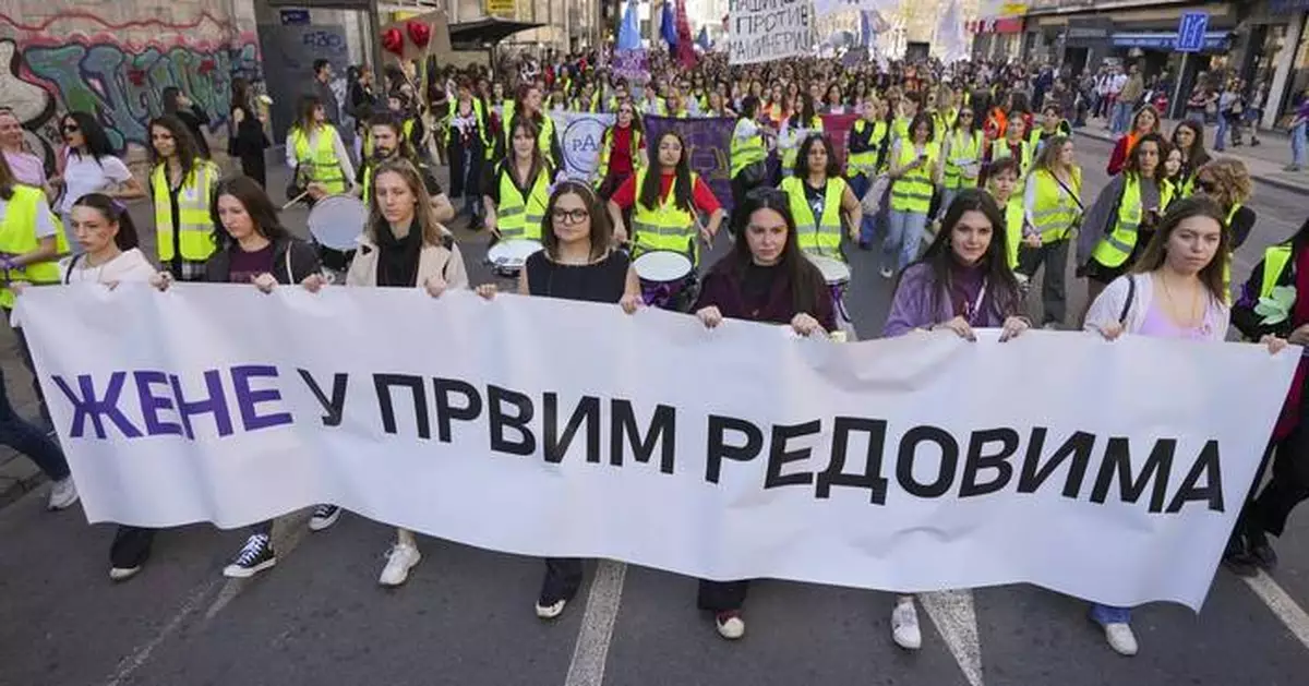 Female students mark International Women's day by leading protests in Serbia against corruption