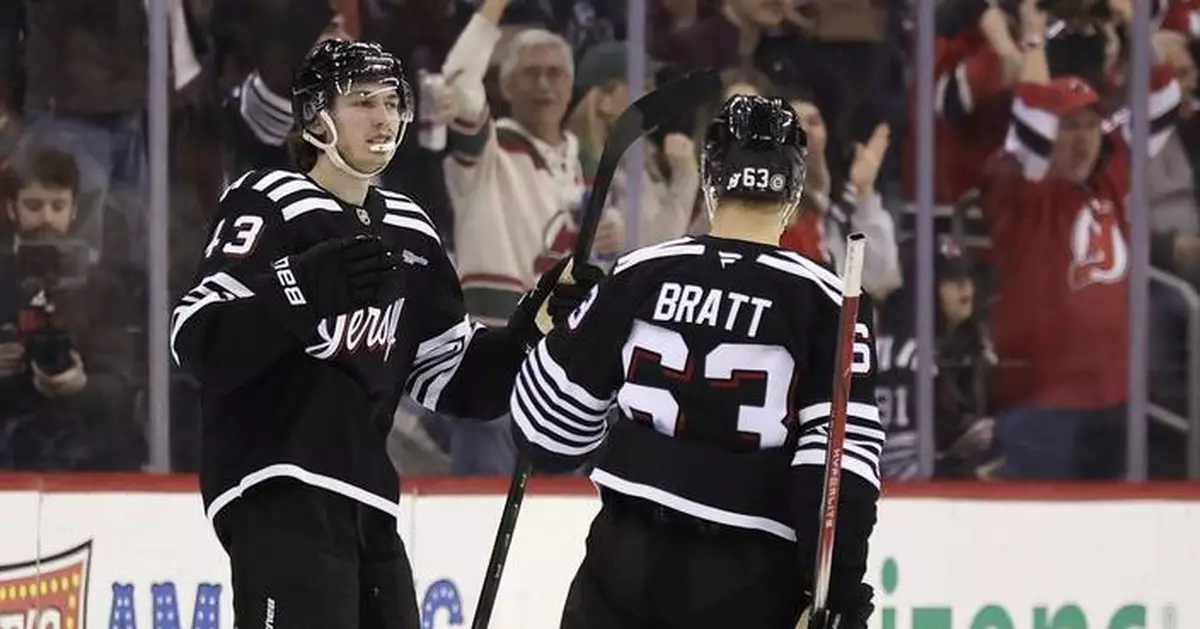 Bratt, Hughes lead Devils to 5-3 win over Blue Jackets for 2nd straight win