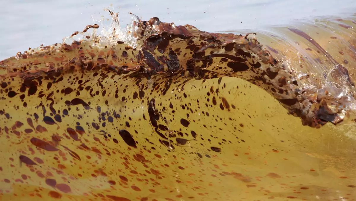 FILE - Crude oil from the Deepwater Horizon oil spill washes ashore in Orange Beach, Ala., on June 12, 2010. (AP Photo/Dave Martin, File)