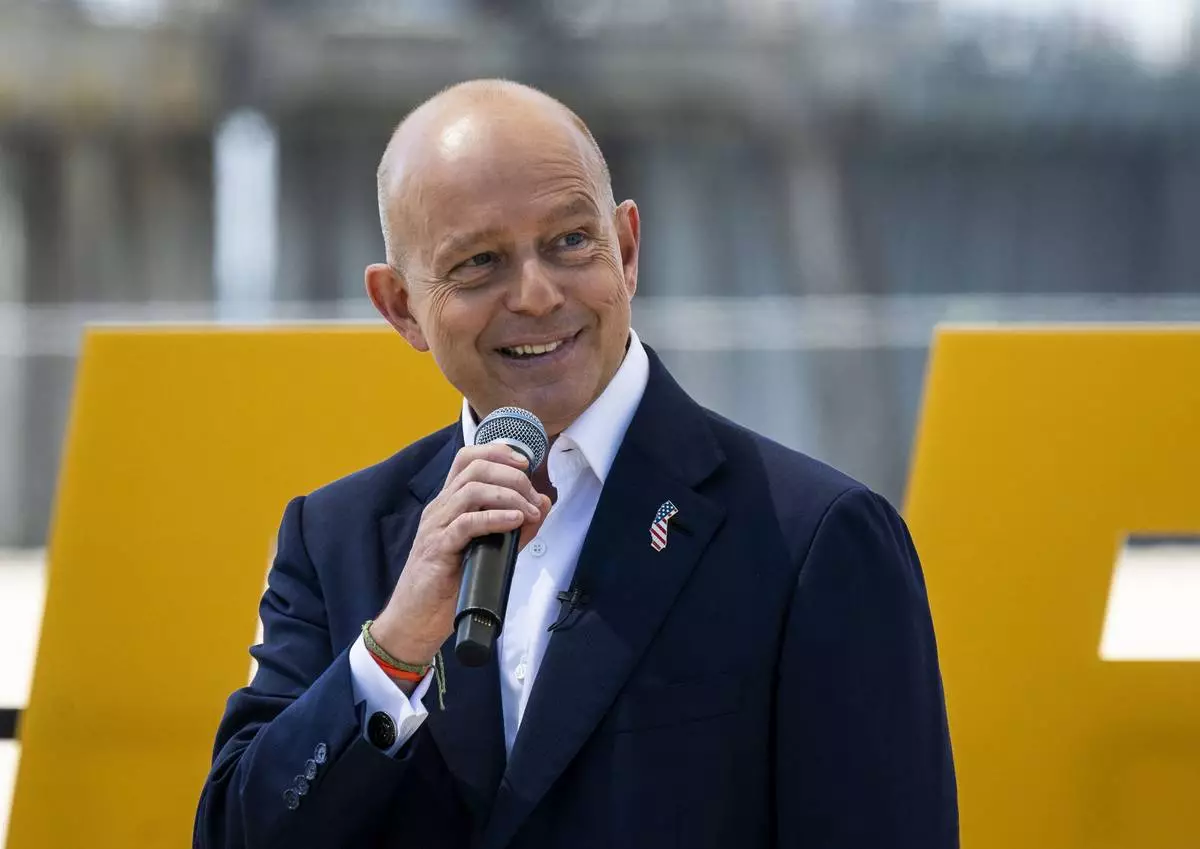 Author and former Fox News host Steve Hilton announced his run for California governor, as a Republican to replace Democrat Gavin Newsom, during an event in Huntington Beach, Calif., Tuesday, April 22, 2025. (Paul Bersebach/The Orange County Register via AP)