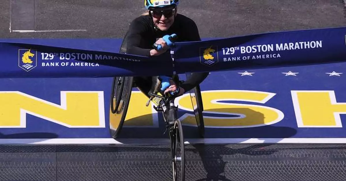 Switzerland's Hug gets 8th Boston Marathon wheelchair win, American Scaroni a 2nd in milestone year