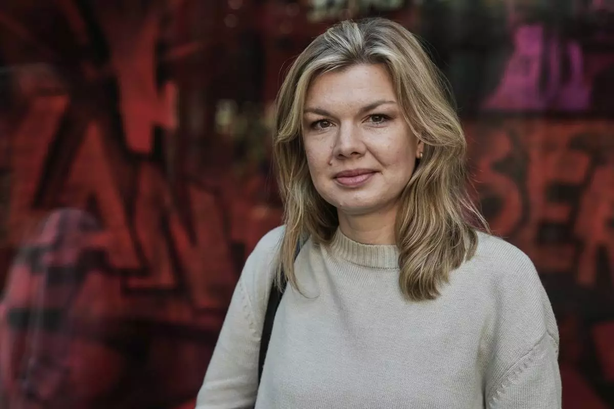 Ksenia Lutskina, a Belarusian journalist who was imprisoned in Belarus for several years and left the country after her release, poses for a photo in Berlin, Germany, on April 15, 2025. (AP Photo/Ebrahim Noroozi)
