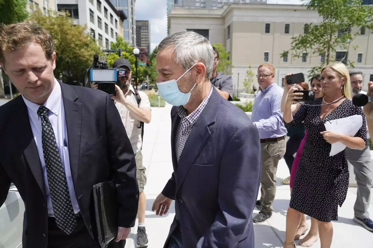 FILE - Former Tennessee House Speaker Glen Casada, center, gets into a car as he leaves the Federal Courthouse Aug. 23, 2022, in Nashville, Tenn. (AP Photo/Mark Humphrey)
