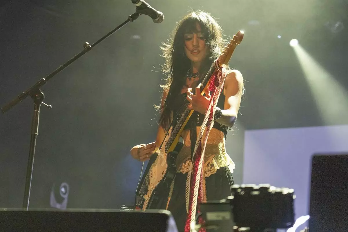 Aislinn Ritchie of Glixen performs during the first weekend of the Coachella Valley Music and Arts Festival at the Empire Polo Club on Friday, April 11, 2025, in Indio, Calif. (Photo by Amy Harris/Invision/AP)