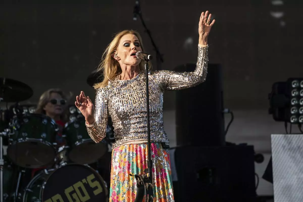 Belinda Carlisle of The Go-Go's performs during the first weekend of the Coachella Valley Music and Arts Festival at the Empire Polo Club on Friday, April 11, 2025, in Indio, Calif. (Photo by Amy Harris/Invision/AP)