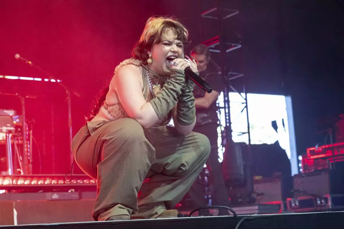 Lola Young performs during the first weekend of the Coachella Valley Music and Arts Festival at the Empire Polo Club on Friday, April 11, 2025, in Indio, Calif. (Photo by Amy Harris/Invision/AP)