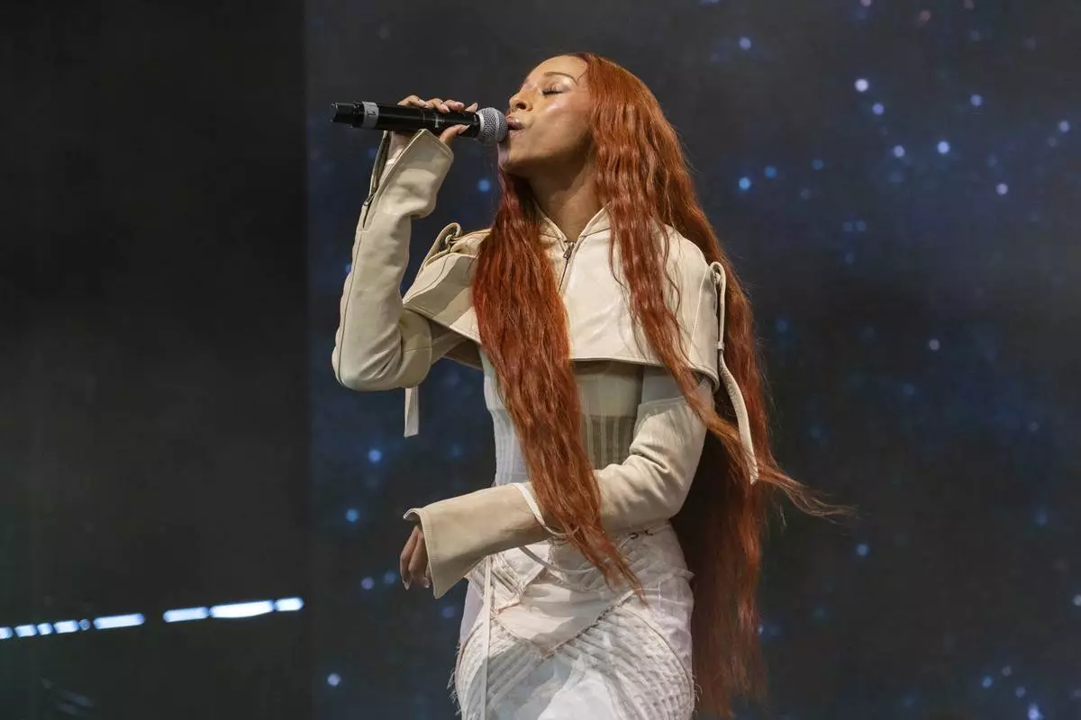 Ravyn Lenae performs during the first weekend of the Coachella Valley Music and Arts Festival at the Empire Polo Club on Friday, April 11, 2025, in Indio, Calif. (Photo by Amy Harris/Invision/AP)