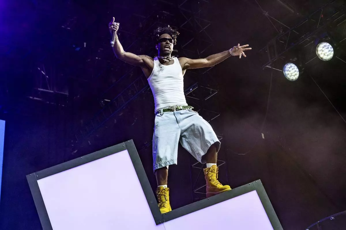 SAINt JHN performs during the first weekend of the Coachella Valley Music and Arts Festival at the Empire Polo Club on Friday, April 11, 2025, in Indio, Calif. (Photo by Amy Harris/Invision/AP)