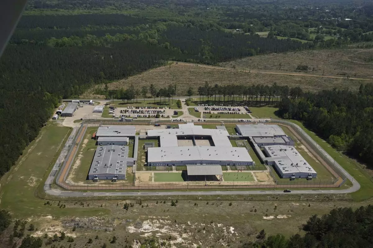 An aerial view of the Central Louisiana ICE Processing Facility in Jena, La., Tuesday, April 8, 2025. (AP Photo/Gerald Herbert)