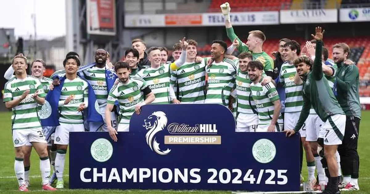 Celtic wins Scottish league title No. 55 to tie record of Glasgow rival Rangers
