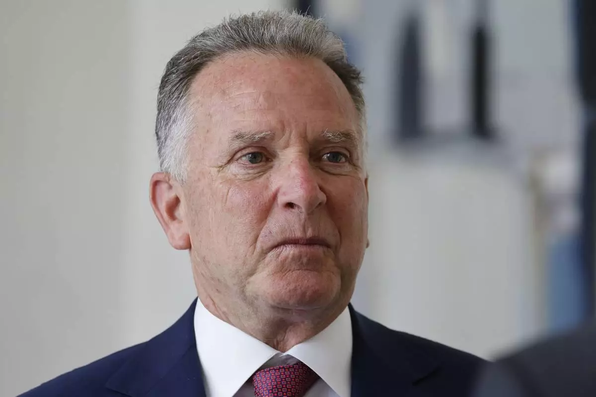 US Special Envoy Steve Witkoff, listening to French President Emmanuel Macron prior to a meeting at the Elysee Palace in Paris, Thursday, April 17, 2025. (Ludovic Marin, Pool Photo via AP)