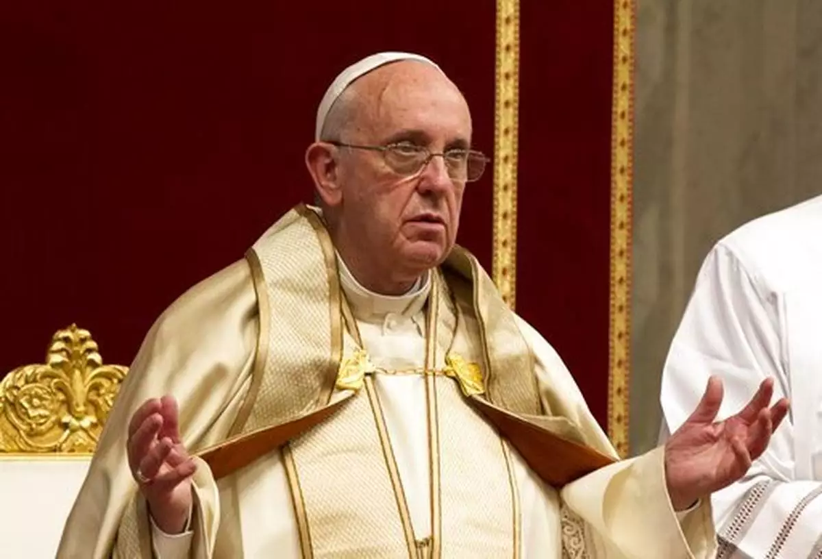 FILE - Pope Francis attends a prayer on the occasion of the World Day of the Creation's care in St. Peter's Basilica at the Vatican, Tuesday, Sept. 1, 2015. (AP Photo/Riccardo De Luca, File)