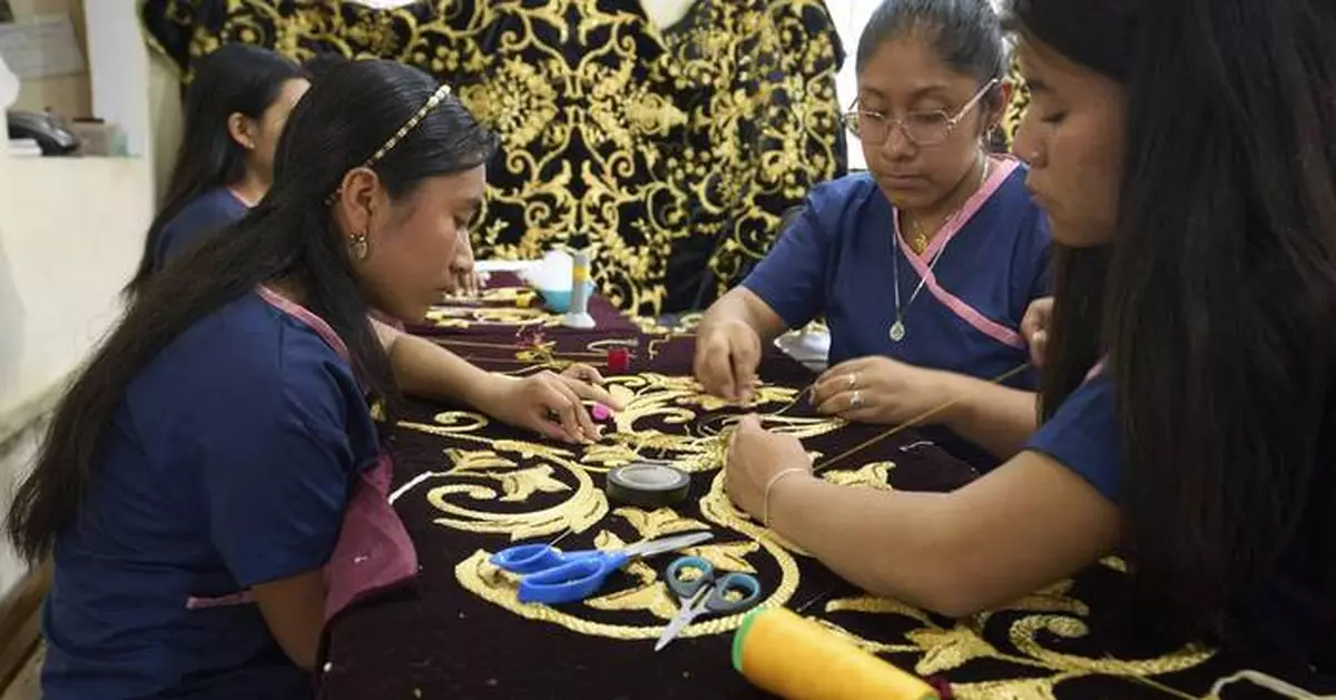Artisans in Guatemala hand-stitch velvet cloaks for Holy Week processions