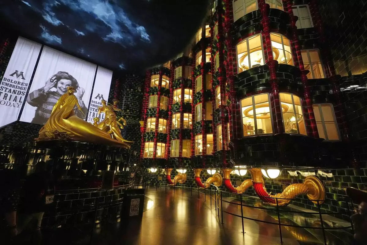 The Wizarding World Of Harry Potter-Ministry Of Magic is seen in the Epic Universe theme park at Universal Resort Orlando Thursday, April 10, 2025, in Orlando, Fla. (AP Photo/John Raoux)