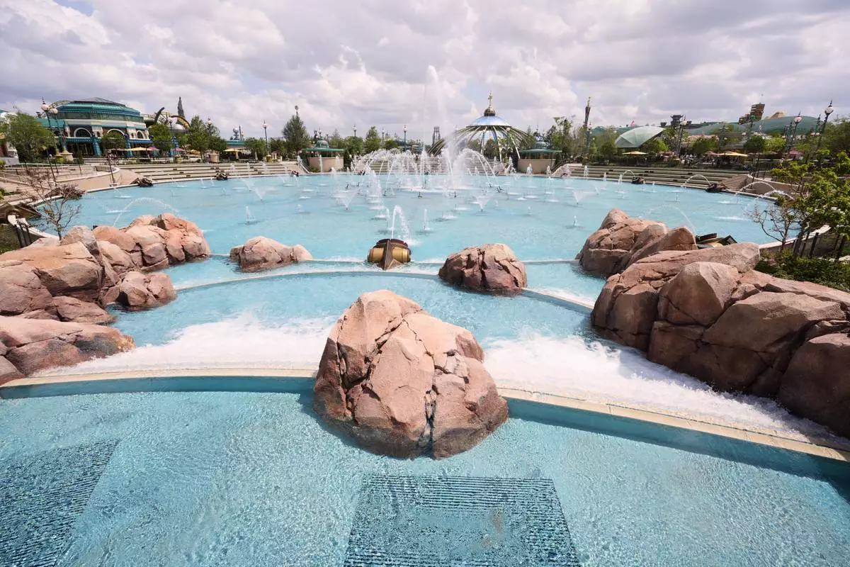 A view of Celestial Park is seen at the Epic Universe Theme Park at Universal Resort Orlando Thursday, April 10, 2025, in Orlando, Fla. (AP Photo/John Raoux)